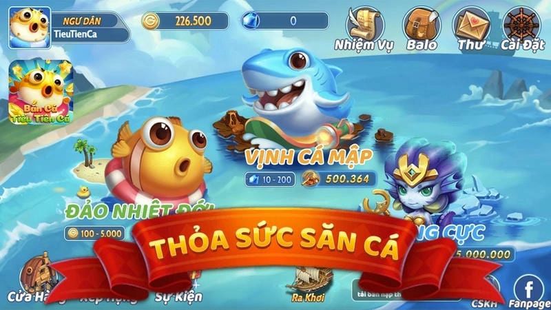 Game bắn cá nhiều chủ đề và cấp độ